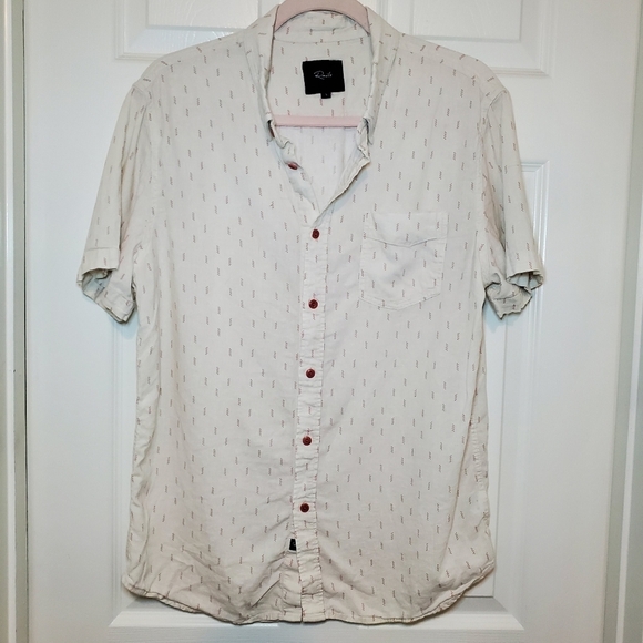 Rails Men's Carson Linen Blend Shirt - Louis Leaf White Red - Picture 2 of 10